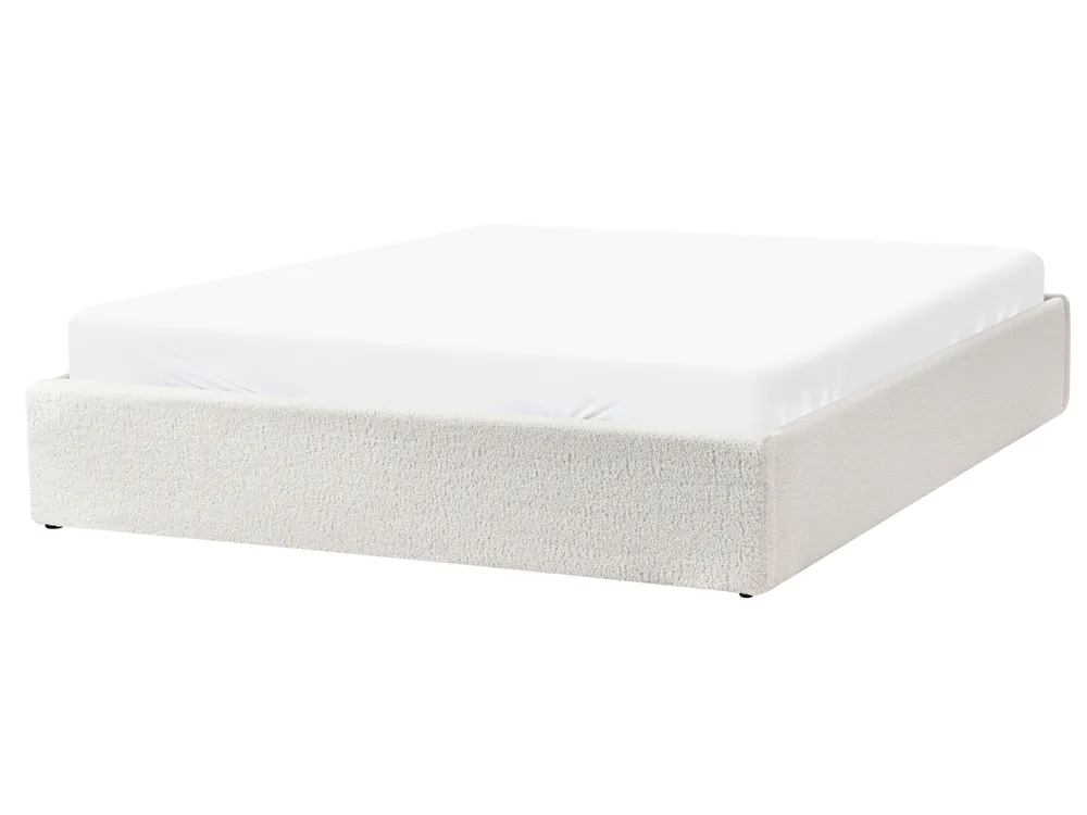 Ottoman Bed without Headboard DINAN Boucle Off-White 160 x 200 cm (EU King Size)_1028956