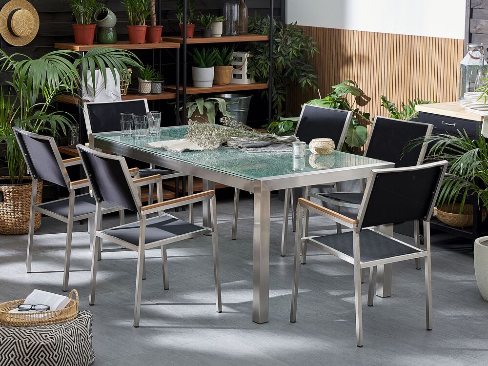 Glass top outdoor dining table set new arrivals