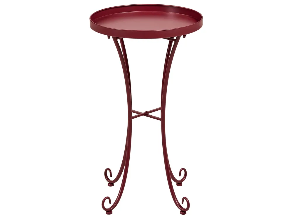 Stolik pomocniczy ogrodowy CAVINIA 40 cm 40 cm Metal Burgundowy_1016319