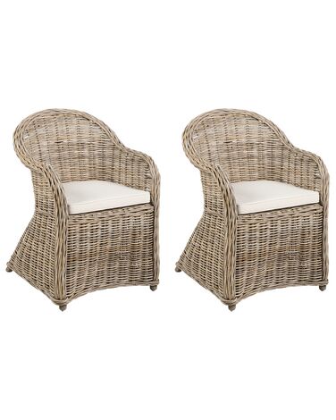 Set of 2 Rattan Garden Chairs Natural SUSUA II