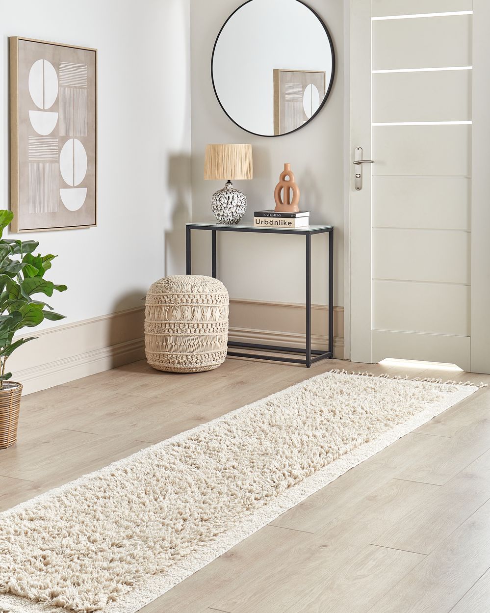 Rug BITLIS Light Beige 80 x 300 cm Cotton