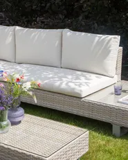 Set di divani angolari da giardino 5 posti LANCIANO Rattan sintetico (PE) Bianco sporco Lato destro_930930