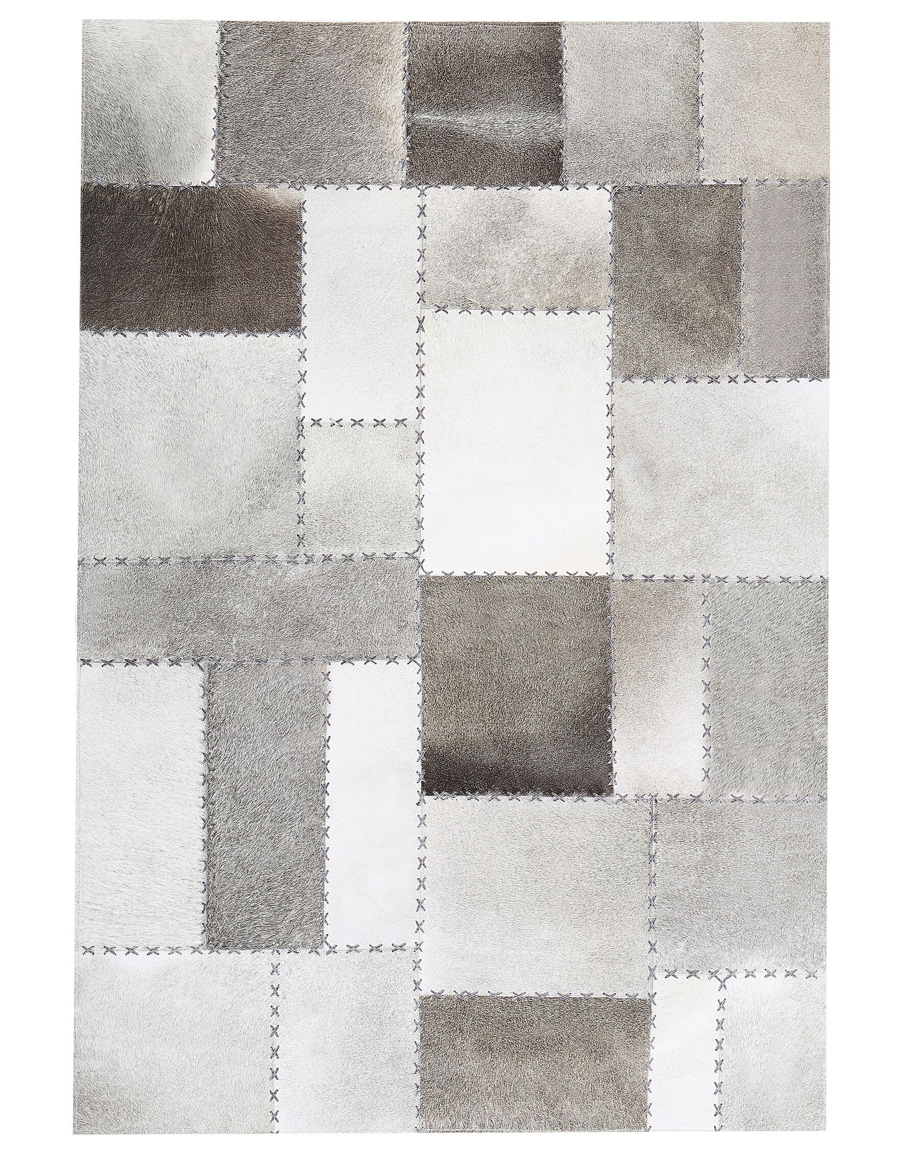 Tappeto in pelle grigio/marrone 140 x 200 cm PERVARI_764746