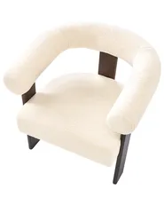 Poltrona ILBRO Bouclé Bianco sporco/Marrone scuro_984749