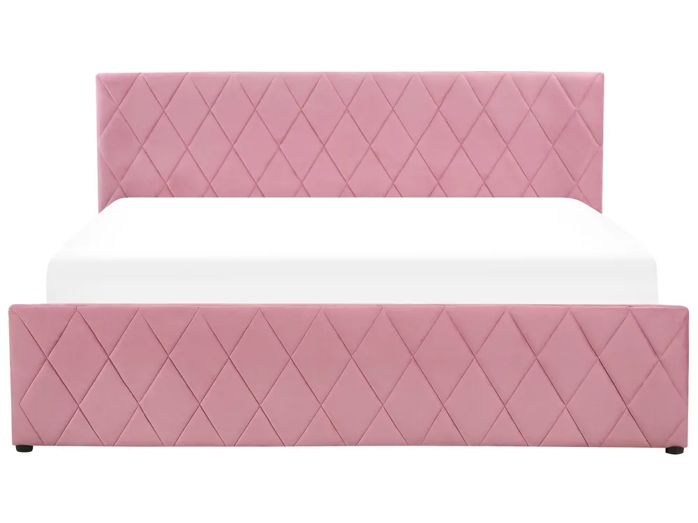 Ottoman Bed ROCHEFORT Velvet Pink 180 x 200 cm (EU Super King)_857451