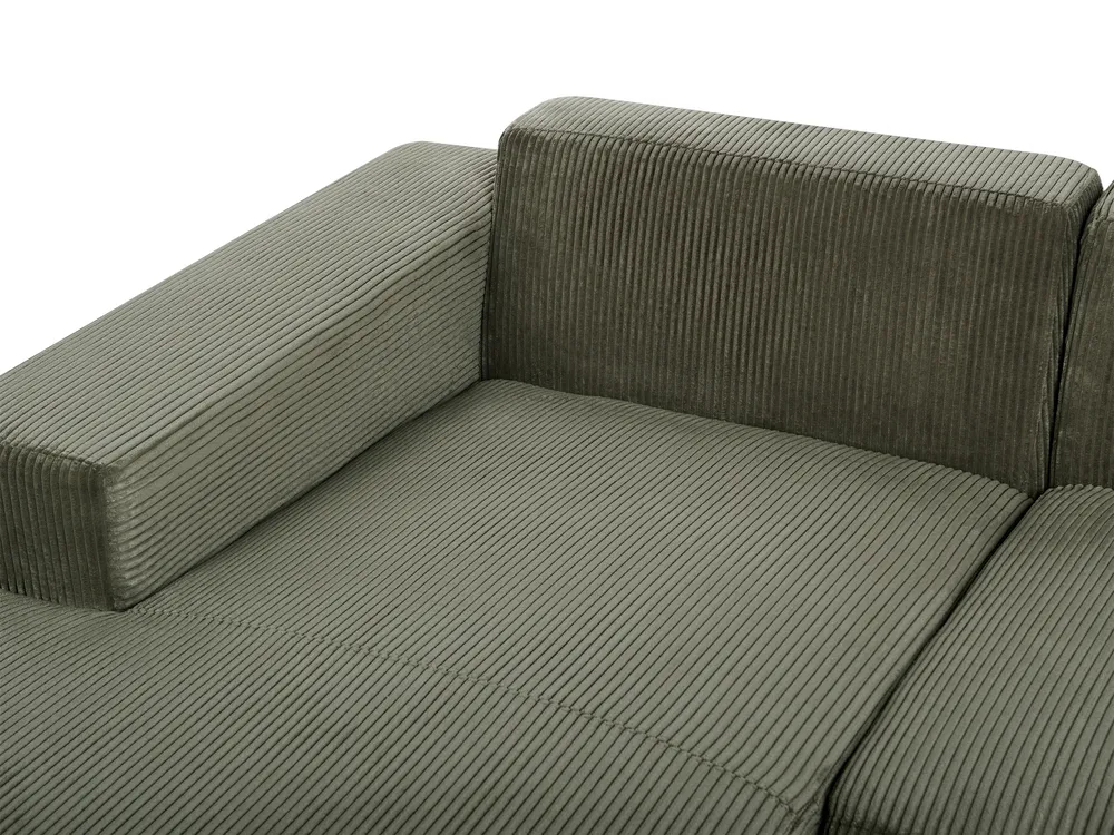 Corner Sofa 4 Seater LUNGO with Ottoman Corduroy Green Right Hand_962337