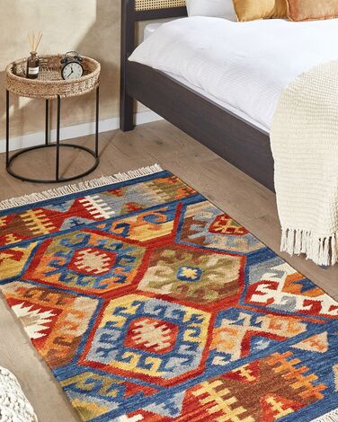 Wool Kilim Area Rug 80 x 150 cm Multicolour JRVESH