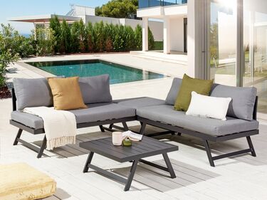 5 Seater Aluminium Garden Corner Sofa Set Grey COCCORINO