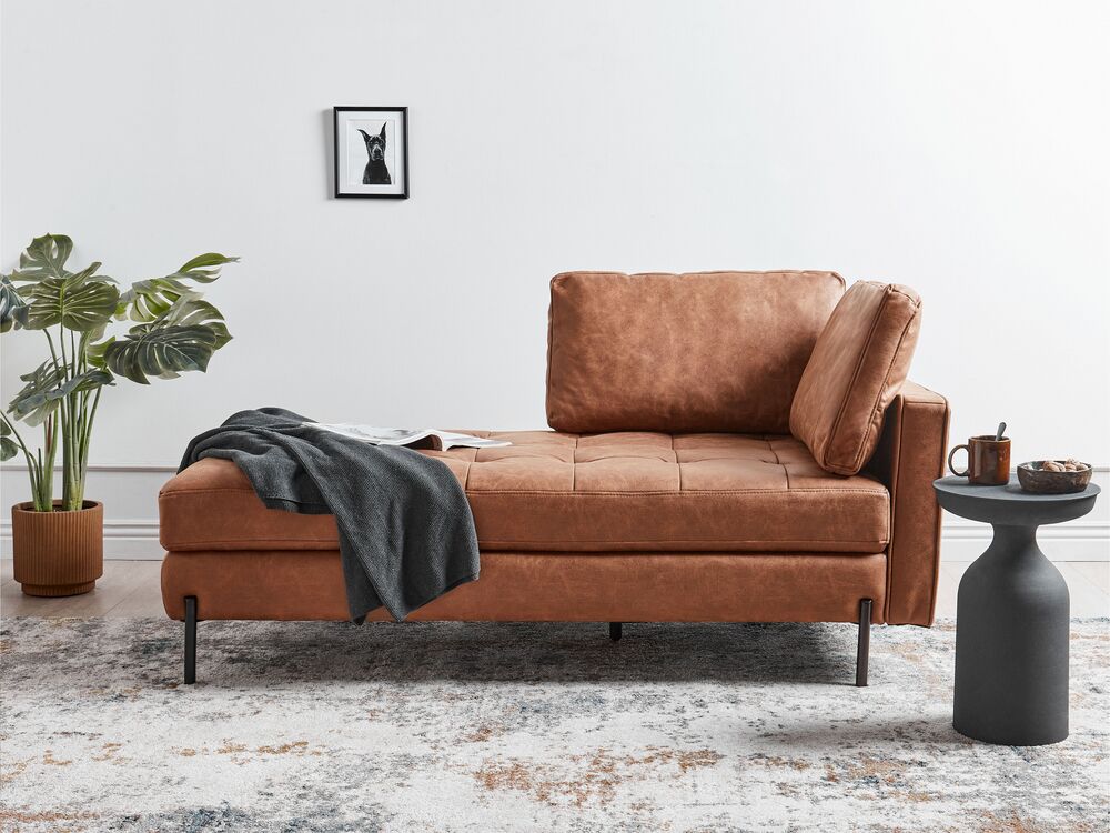 Rechtsseitige Chaiselongue REBAIS Kunstleder Goldbraun