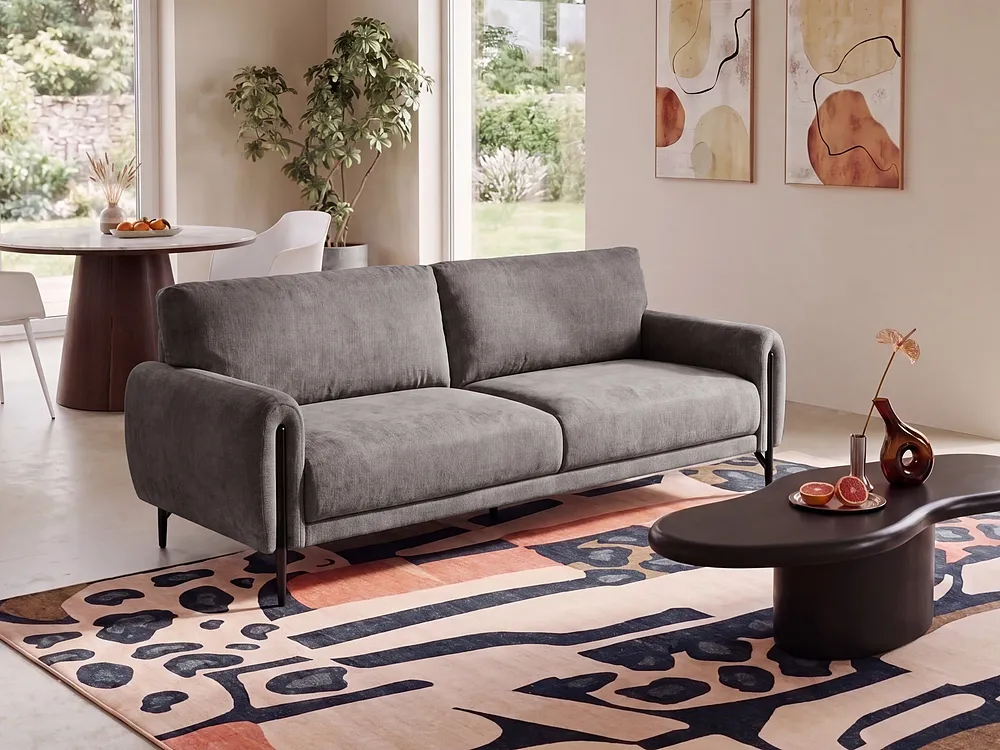 Sofa 3-Sitzer SKARO Chenillegewebe Taupe