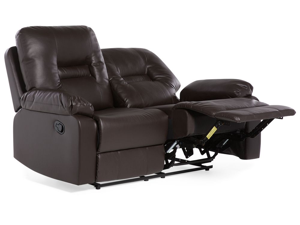Brown faux leather reclining loveseat discount