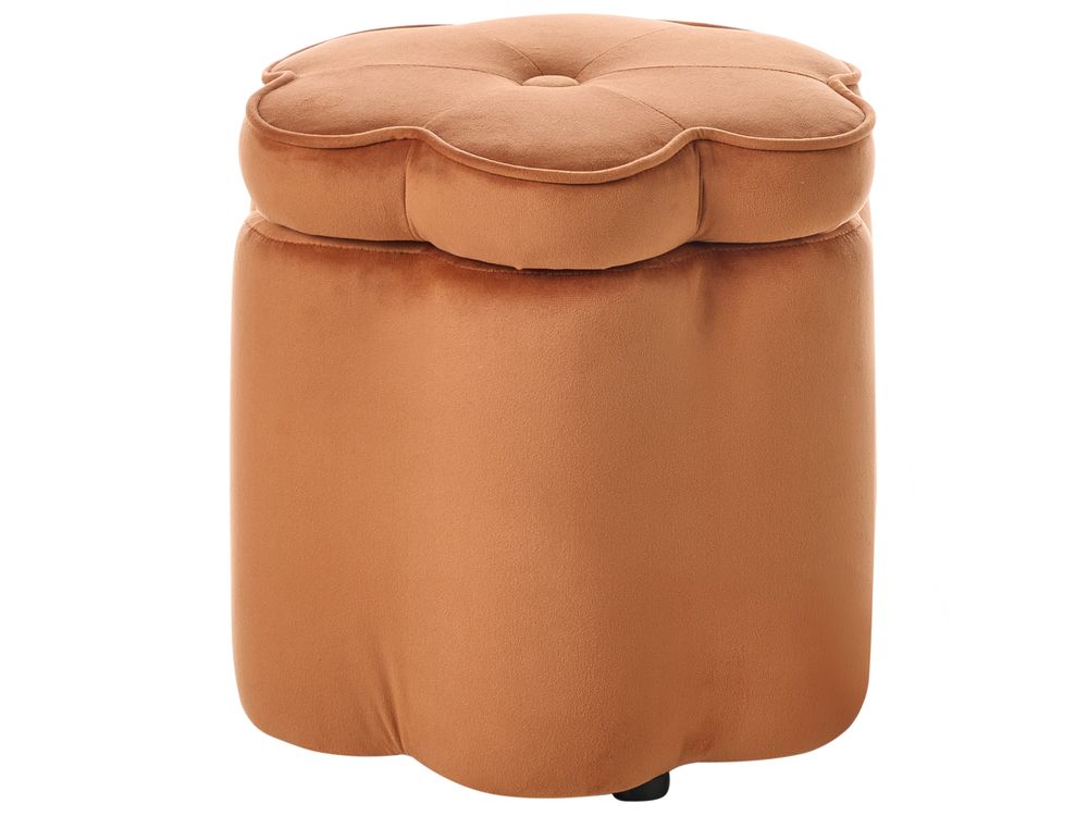 Barnpuff med förvaring FLOWER Blomma Sammet Orange