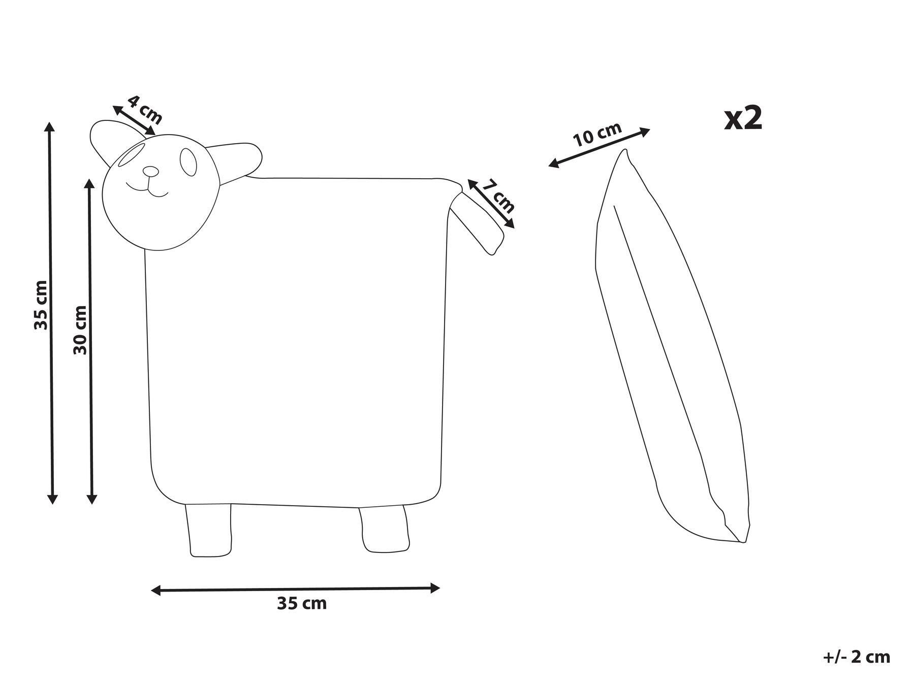 Set of 2 Cotton Kids Cushions Panda 35 x 35 cm Grey SHADOOR_941679