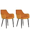 Set of 2 Dining Chairs WELLSTON Velvet Orange