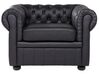 Soffgrupp 3-sits soffa + fåtölj läder svart CHESTERFIELD_769420