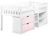 Wooden Kids Mid Sleeper Bed with Storage EU Single Size White and Pink SUSVILLE_935518