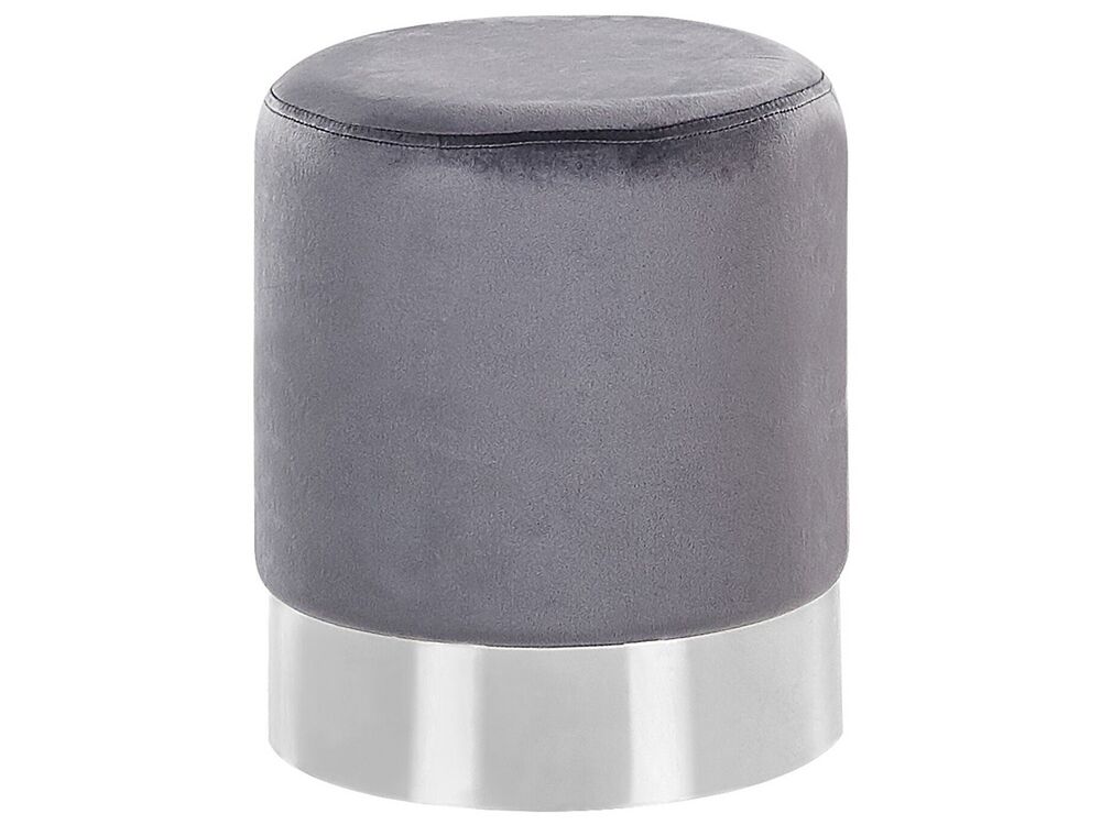 Velvet Pouffe Grey BRIGITTE Beliani