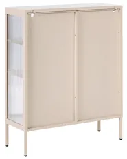 Szafka ze szklanymi drzwiami LERRYN 90 cm Metal Beżowy_1068967