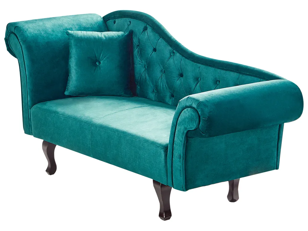 Left-Hand Chaise Longue LATTES II with Cushion Velvet Emerald Green_947563