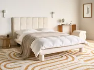 Letto Bouclé CRESSAT 140 x 200 cm Bianco sporco_1150969