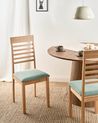 Set of 2 Dining Chairs ORTLEY Wood Light Brown/ Mint