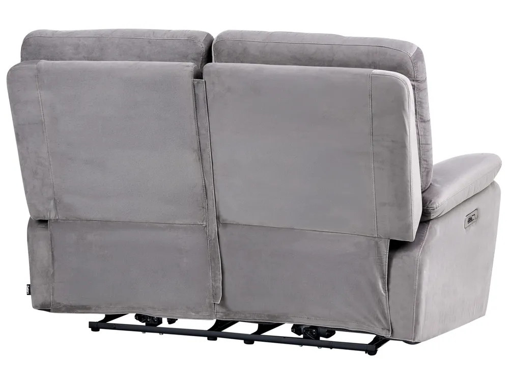 Sofa z elektryczną funkcją relaksu dla 2 osób BERGEN Welur Szary_1080334