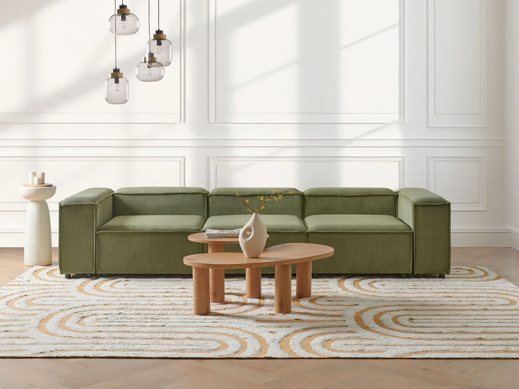 Modular Sofa 3 Seater ARDAL Corduroy Green_947390