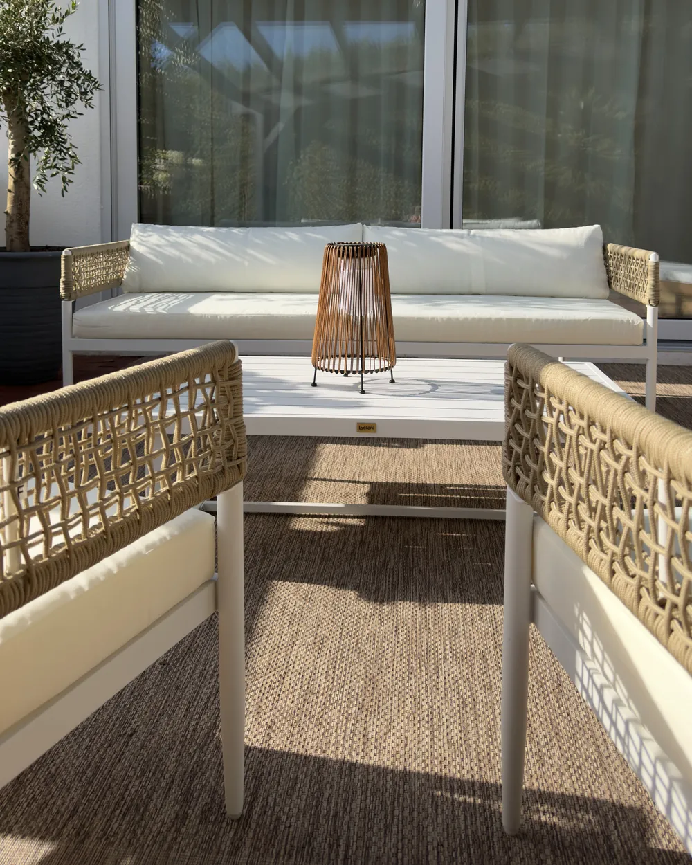 Garden Lounge Set with Table 5 Seater SERLA Metal White_1068766