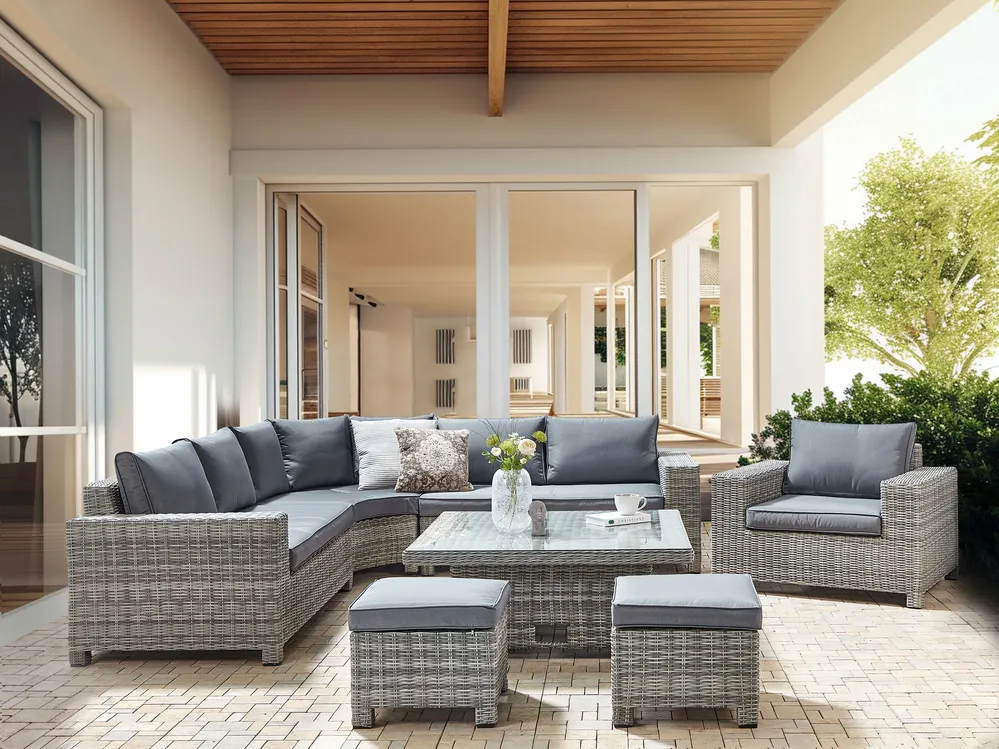 Set salotto da giardino con tavolo e pouf posti TEGLIO Modulare