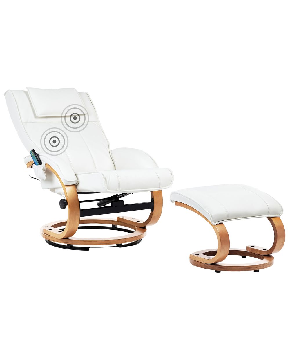 Massage Chair MAJESTIC with Footstool Faux Leather White