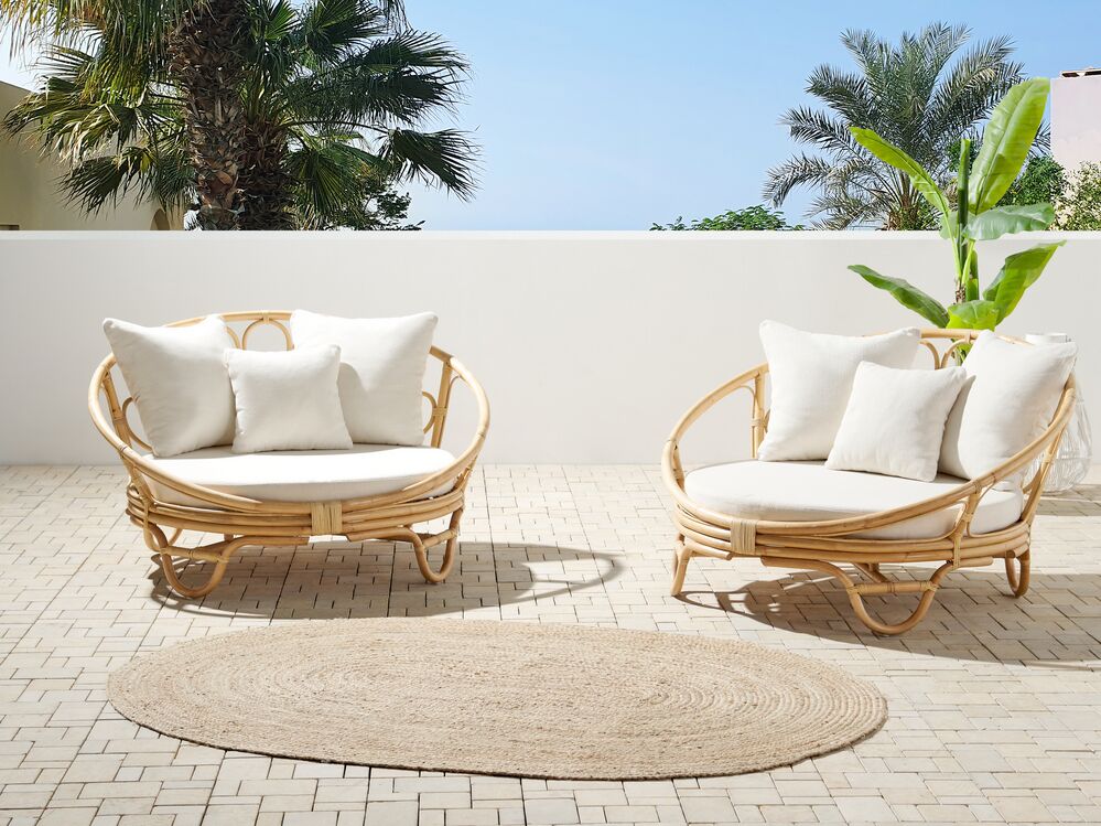 Set of 2 Rattan Garden Daybeds Natural ROSSANO Beliani