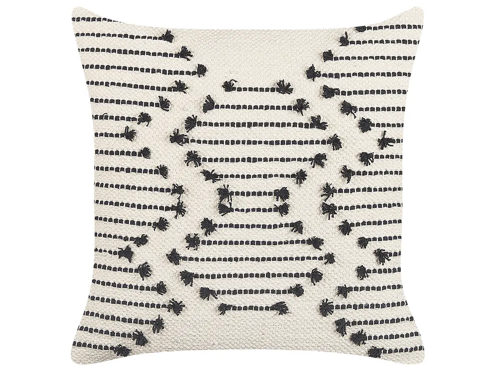 Set of 2 Decorative Cushions MYRTUS 45 x 45 cm Cotton Beige Geometric Pattern_839968