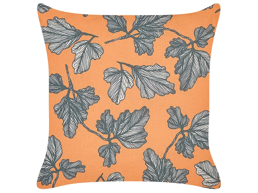 Zestaw 2 poduszek dekoracyjnych SPIREA 45 x 45 cm Pomarańczowy Czarny Wzór roślinny_857728