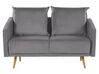 2-Sitzer Sofa Samtstoff grau mit goldenen Beinen MAURA_789154