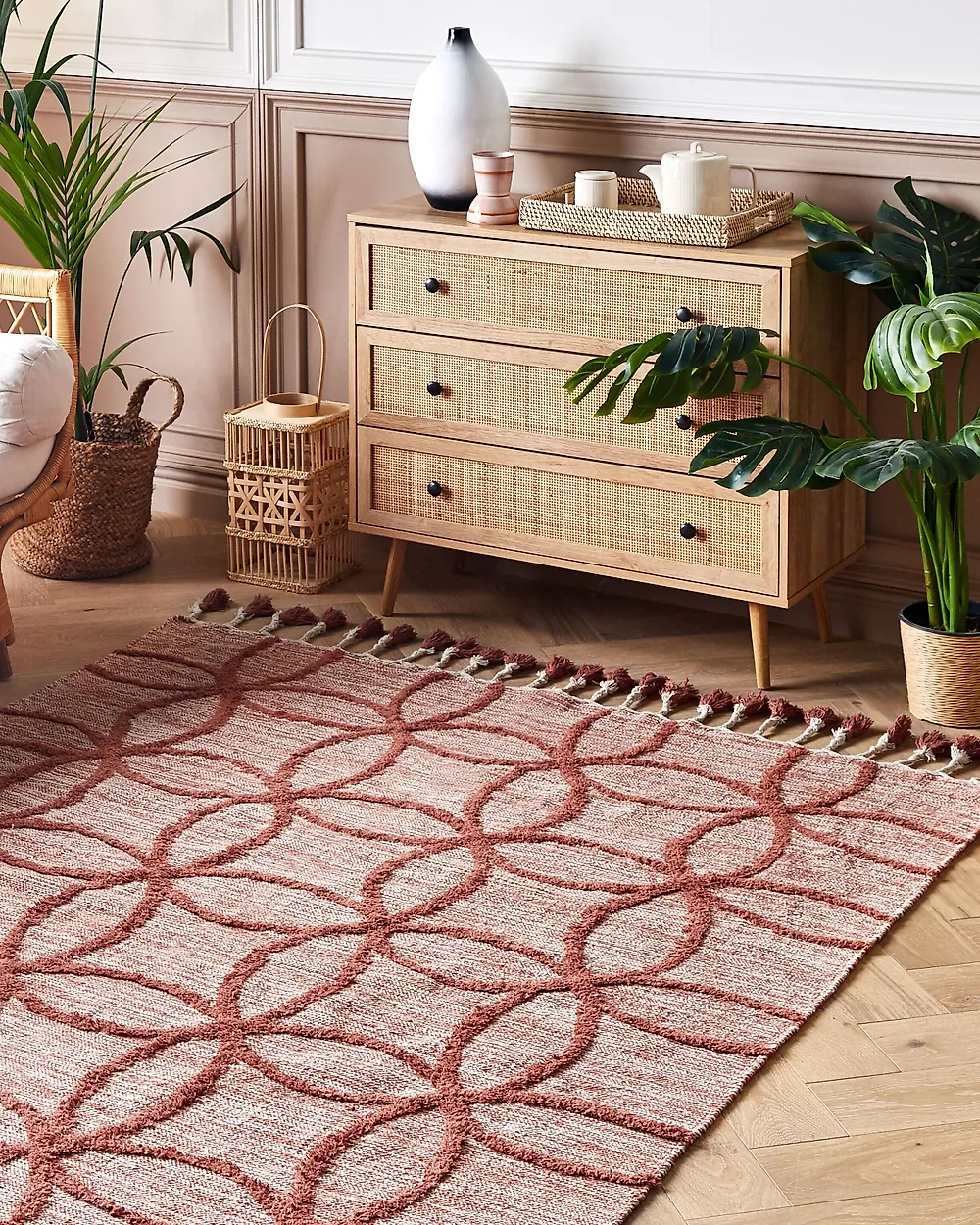 Tappeto KIRSEHIR Rosso 140 x 200 cm Cotone_1178488