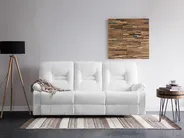 Canapea cu recliner manual cu 3 locuri BERGEN Piele ecologică Alb_681558