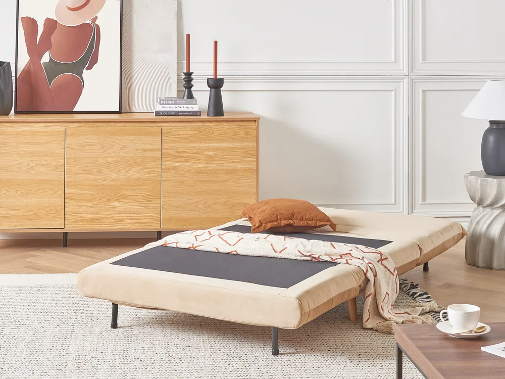 Single Sofa Bed SETTEN Velvet Beige_874973