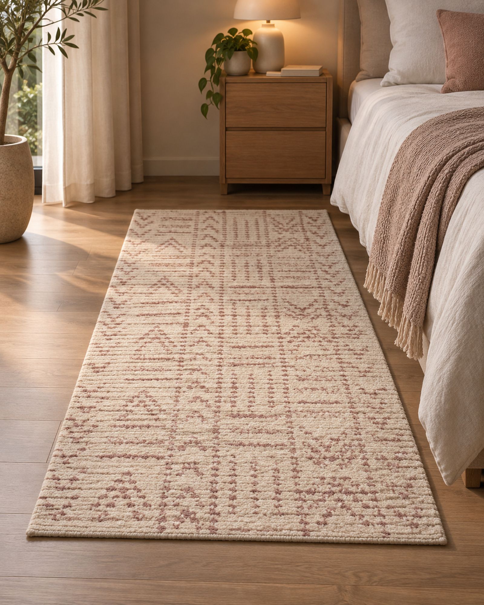 Cotton Area Rug 80 x 150 cm Beige and Pink EDIRNE | Beliani.co.uk