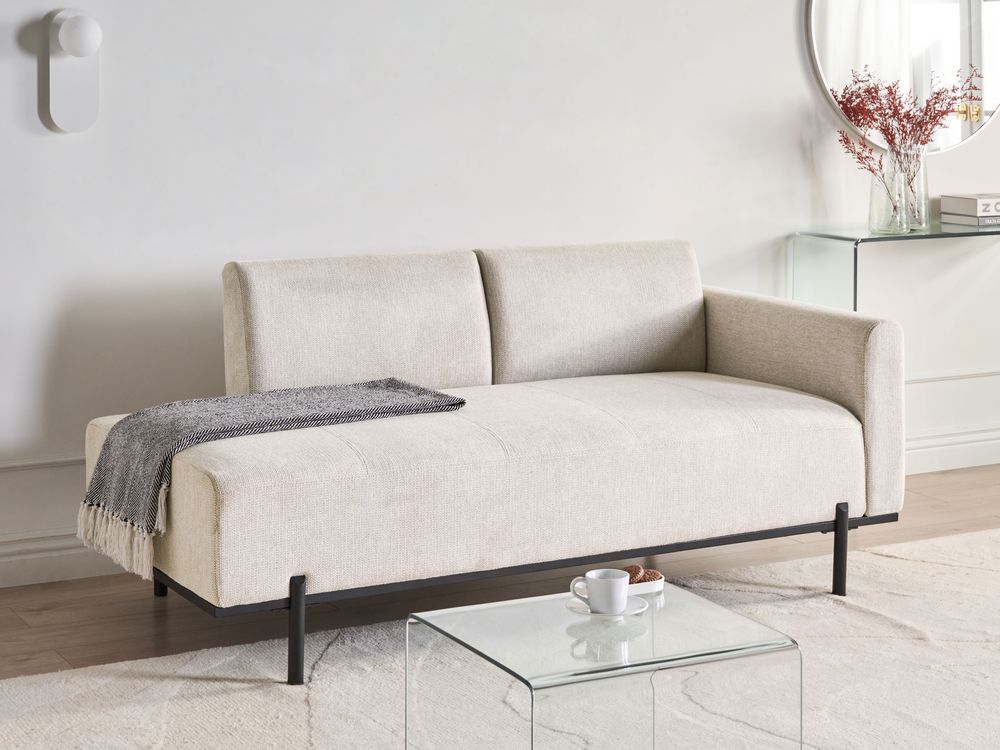 Chaiselongue SAVASSE Kunstleinen Hellbeige