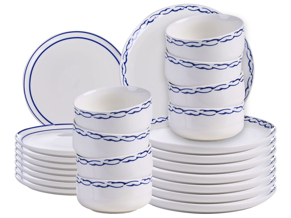 Serviço de jantar de 24 peças AMCHUR Porcelana Branco/Azul