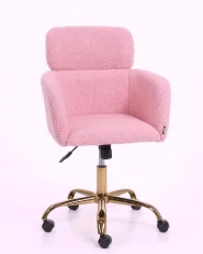 Chaise de bureau ALENA Bouclé Rose_1150401