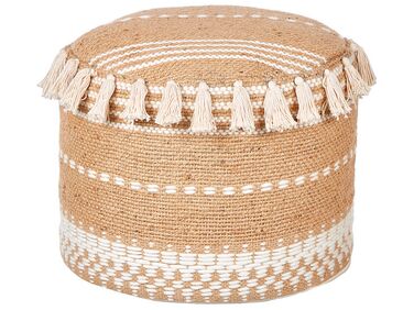 Pouf tissé en jute beige ⌀ 50 cm SARSAR