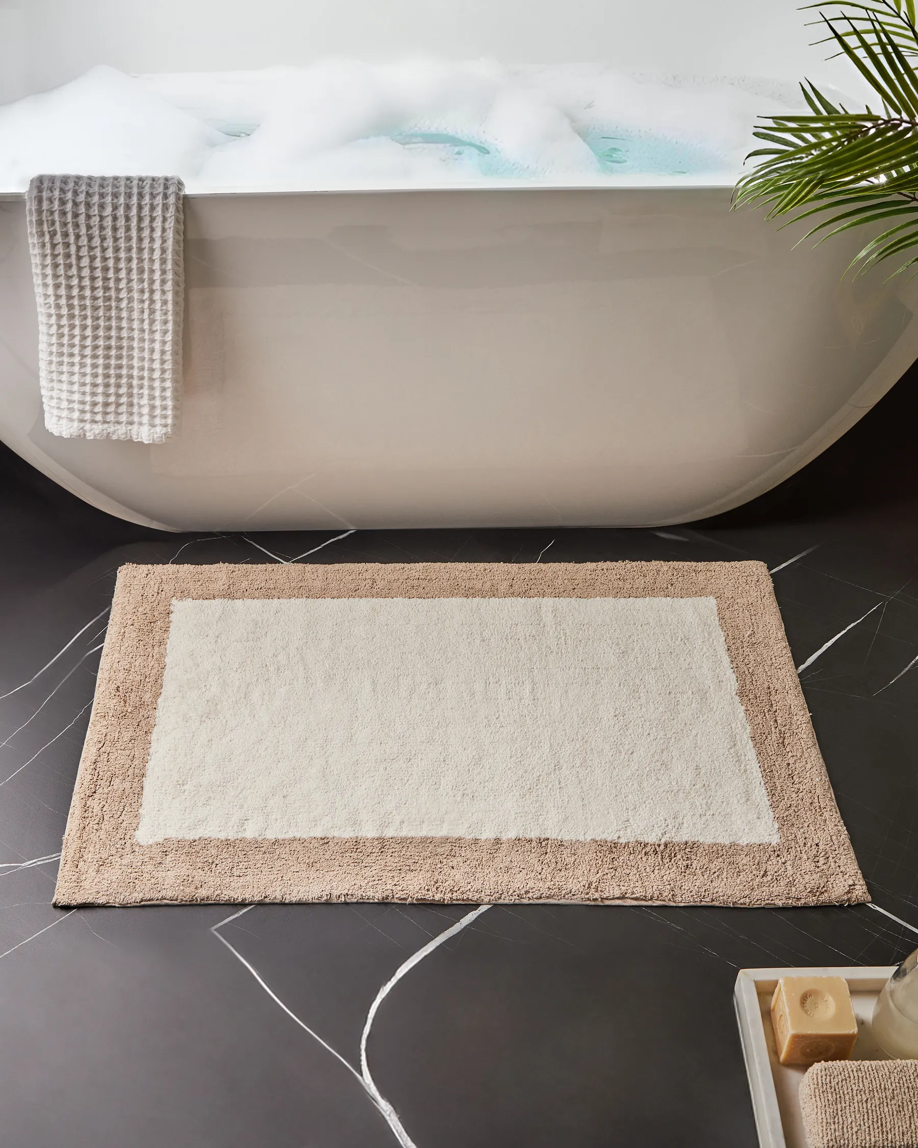 Bath Mat KABRI Brown/ Beige 60 x 90 cm Cotton_1025969