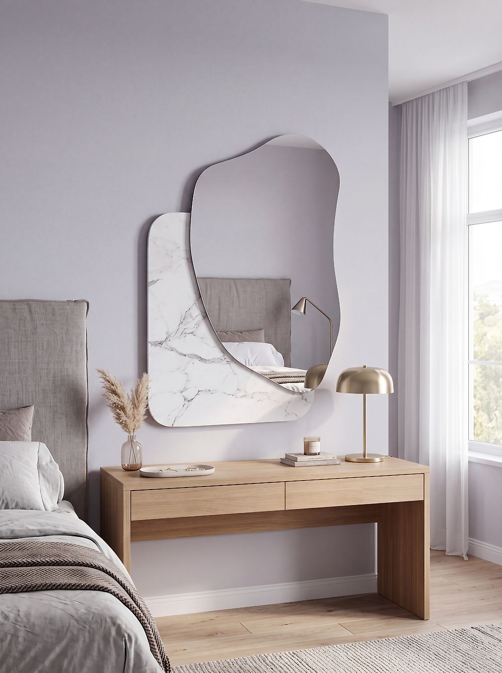 Wandspiegel ARVERT 60 cm 80 cm Weißer Marmor