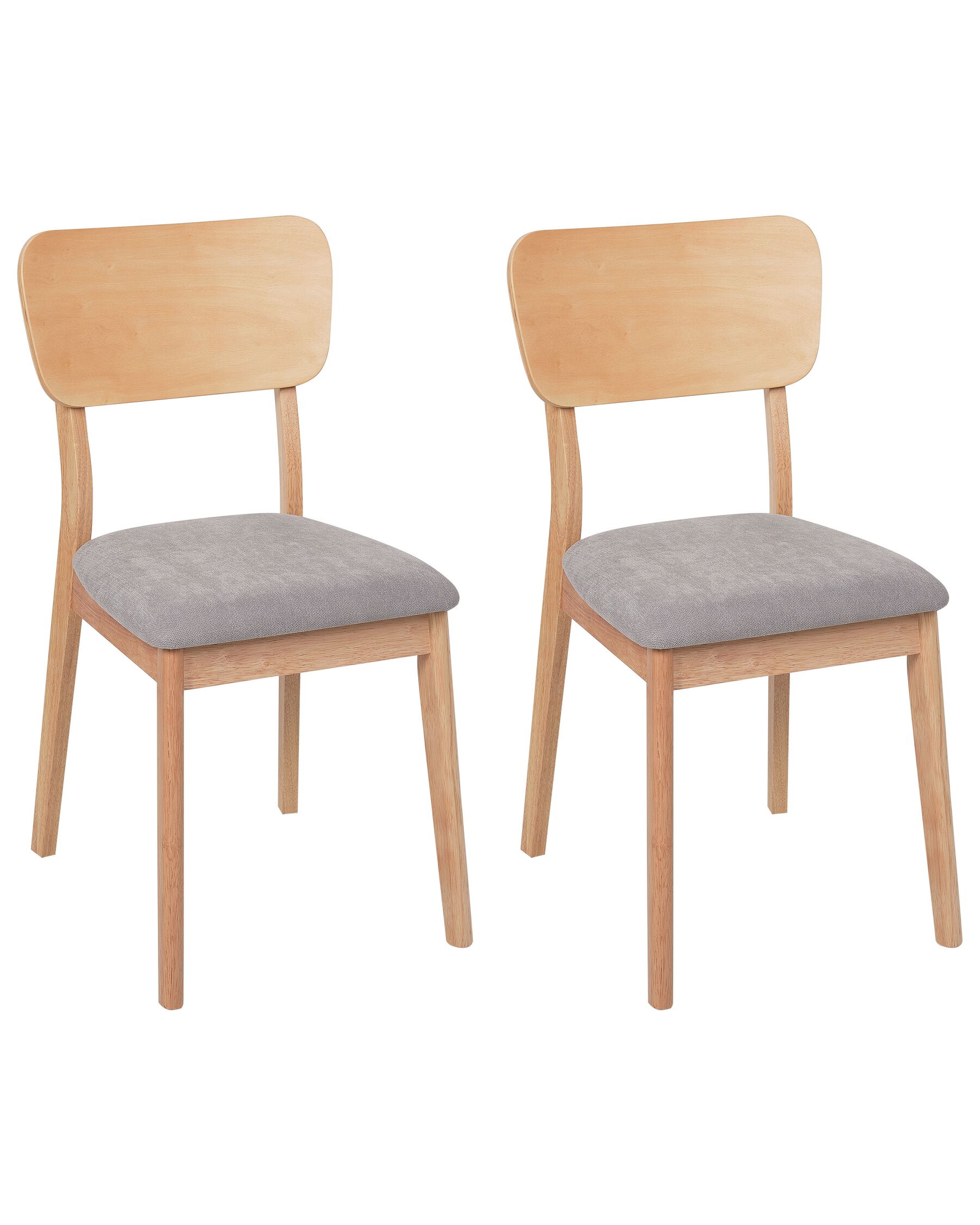  Set of 2 Wooden Dining Chairs Light Wood and Light Grey MINIER_926514