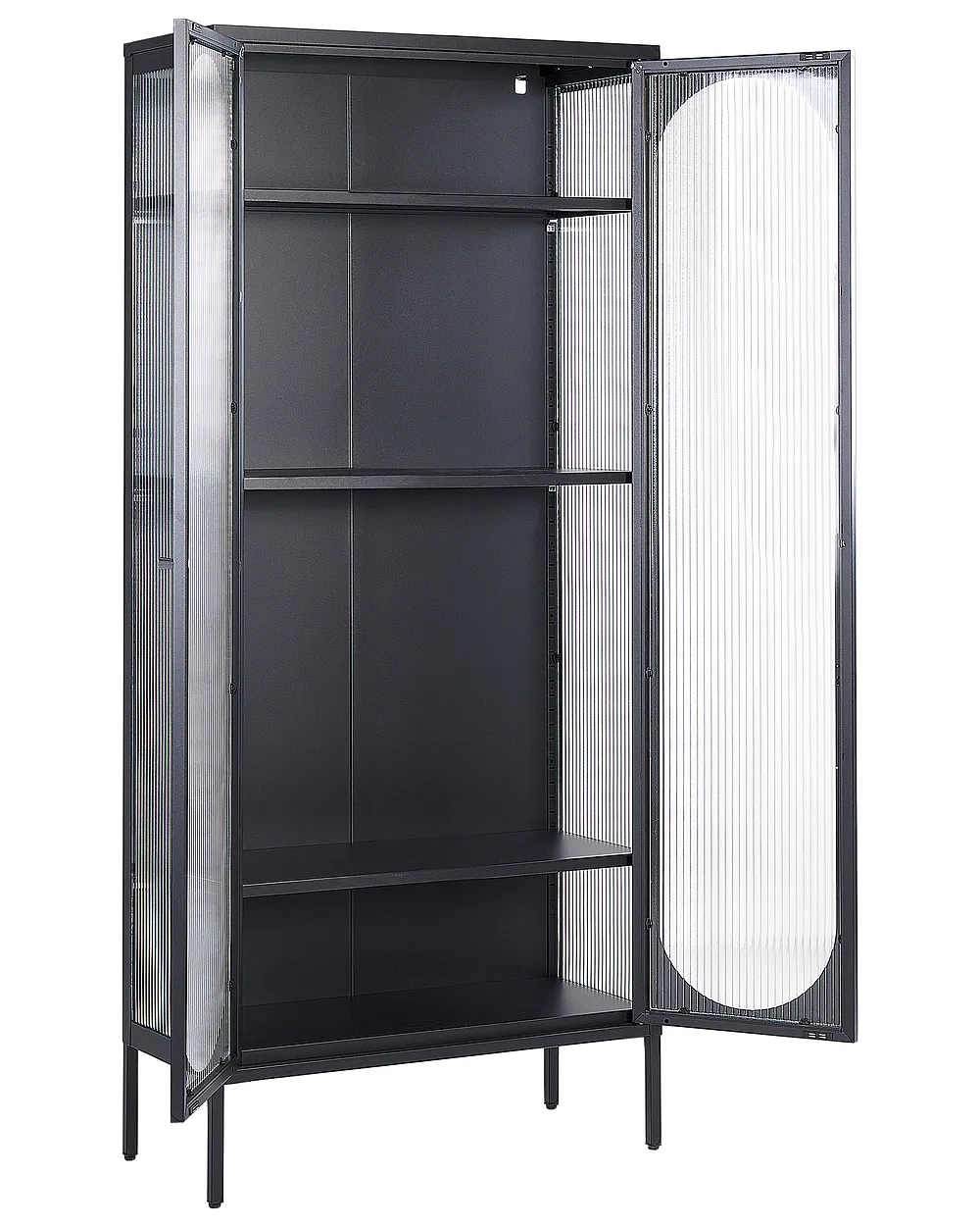 Glass Display Cabinet FOXTON 80 cm Metal Black_1199876