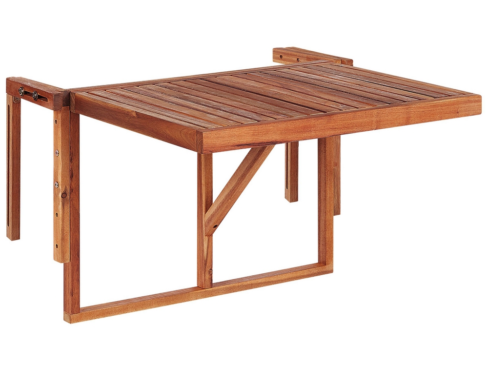 Acacia Balcony Hanging Table 60 x 40 cm Dark Wood UDINE Beliani.cz