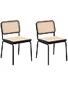 Set of 2 Dining Chairs CORVALLIS PE Rattan Black
