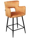 Sada 2 sametových barových židlí oranžové SANILAC_912648