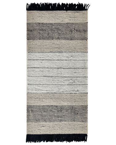 Alfombra de lana beige claro/negro 80 x 150 cm YAZLIK